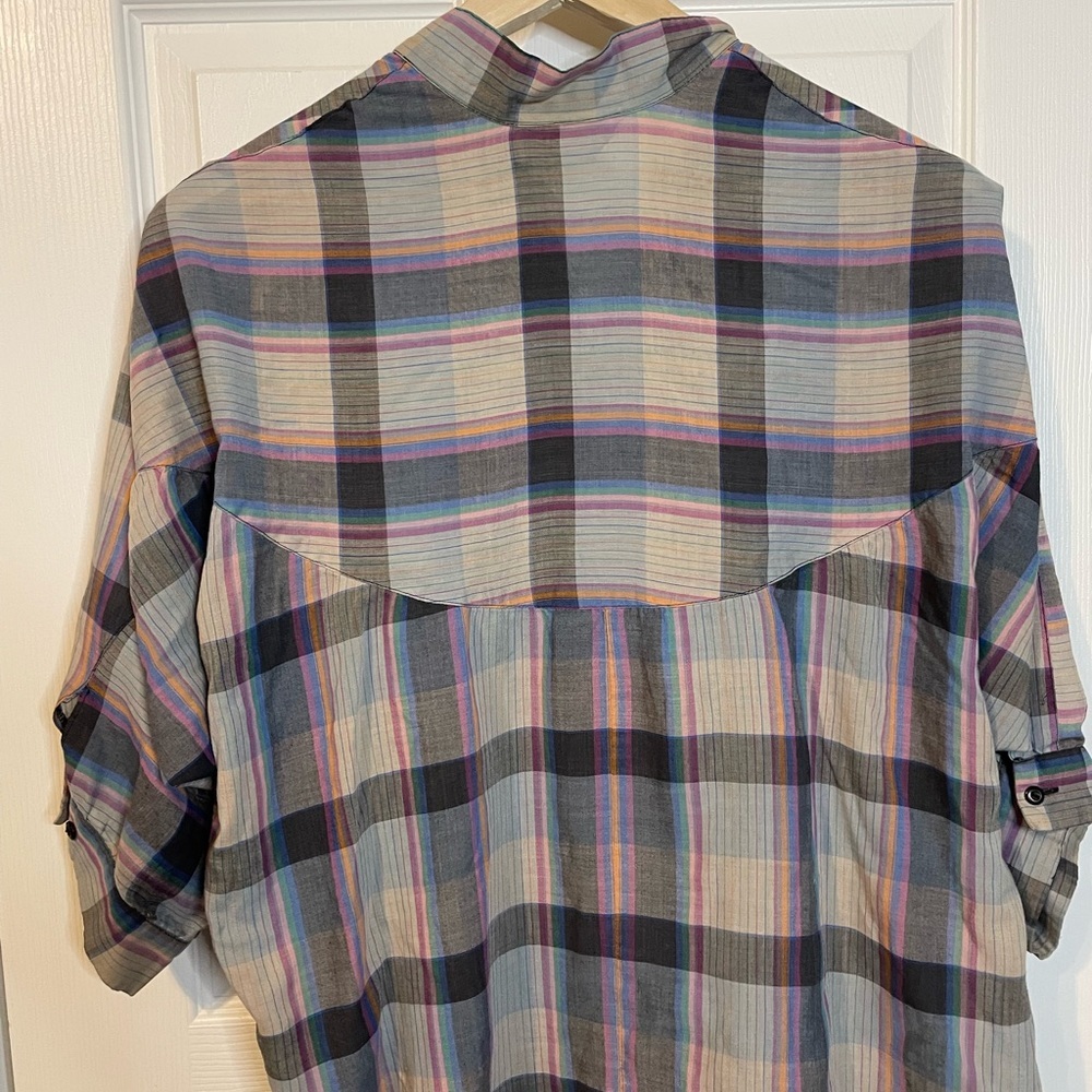 VTG Cassandra oversized gray / black plaid button down top plus sz 2X (?) - Picture 8 of 11